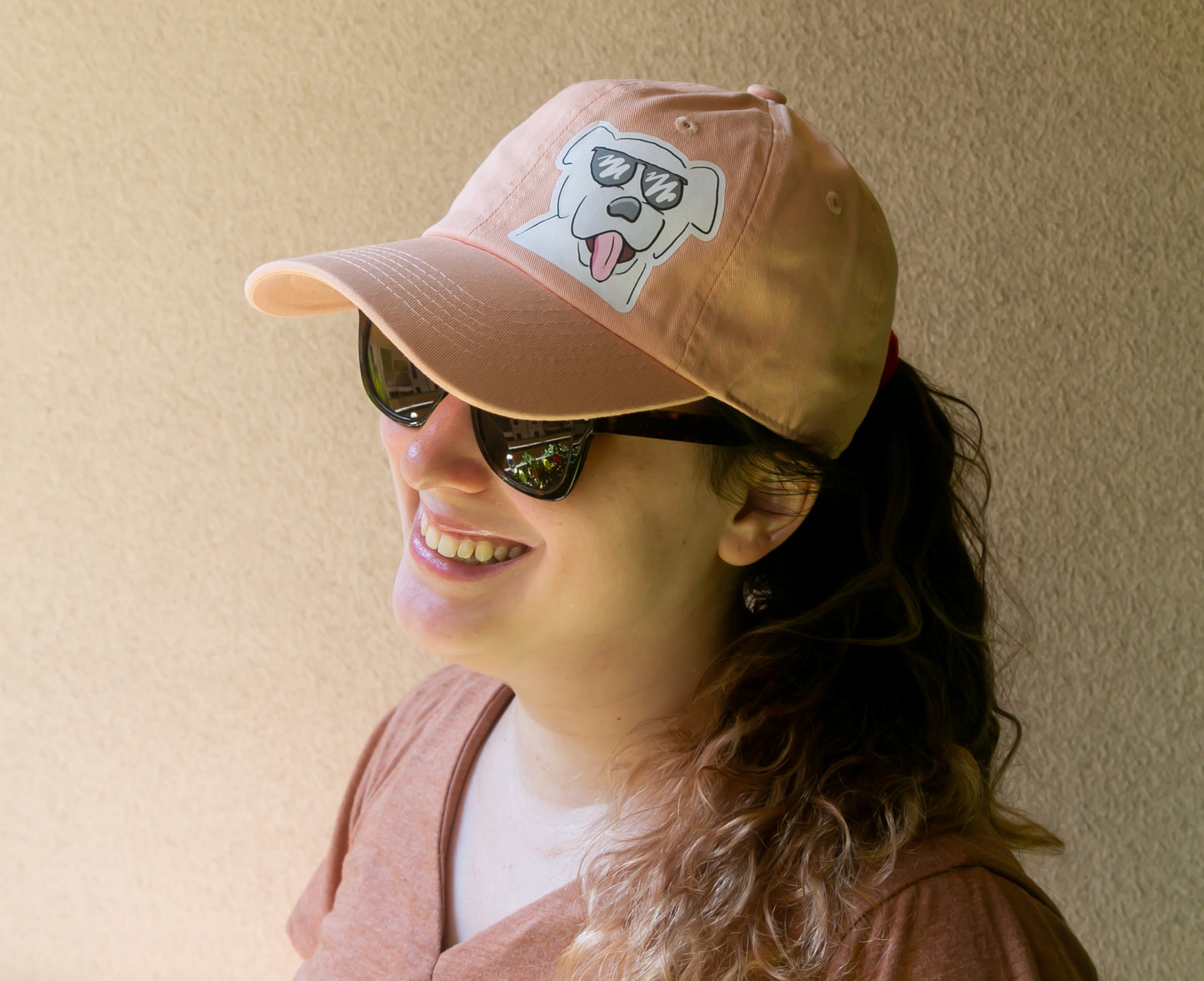 Sunglasses Dog Peach Baseball Cap