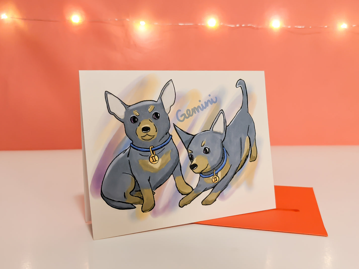 Gemini Dog Greeting Card