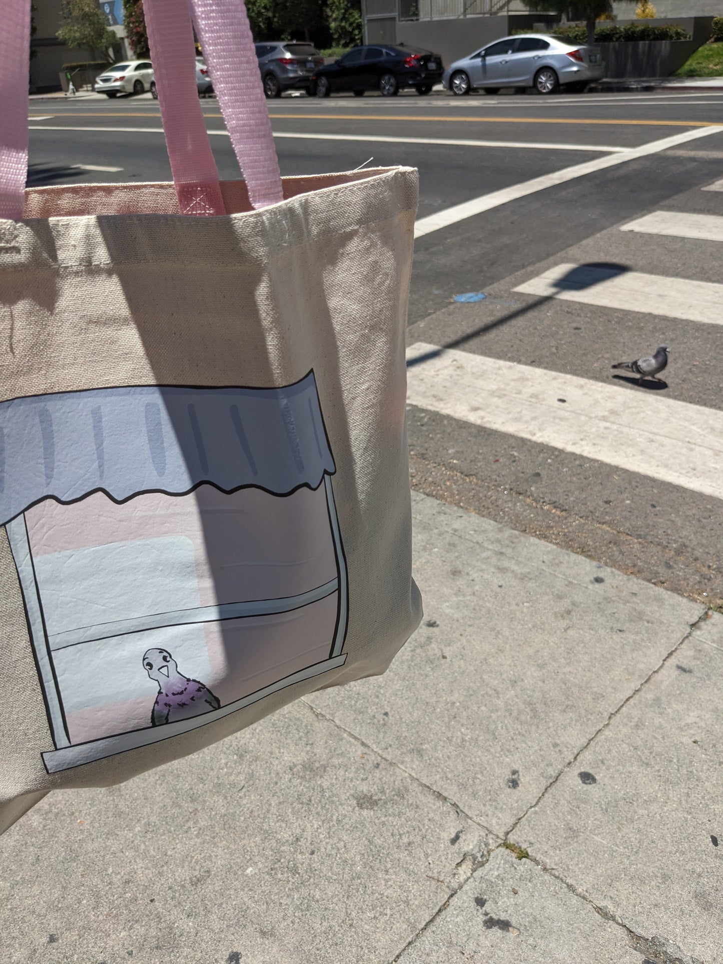 Window Pigeon Canvas Tote Bag