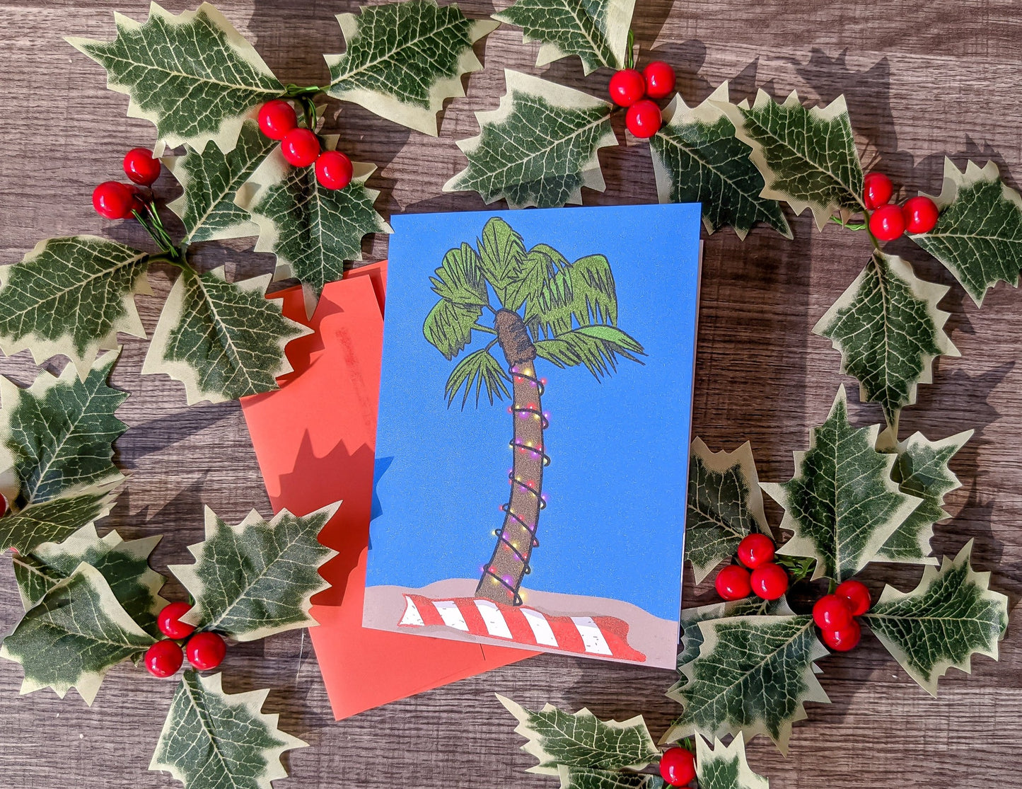 Palm Tree Beach Christmas Card