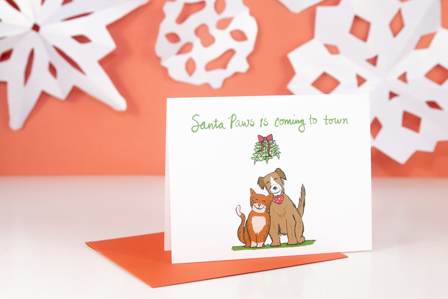Cat and Dog Christmas Card