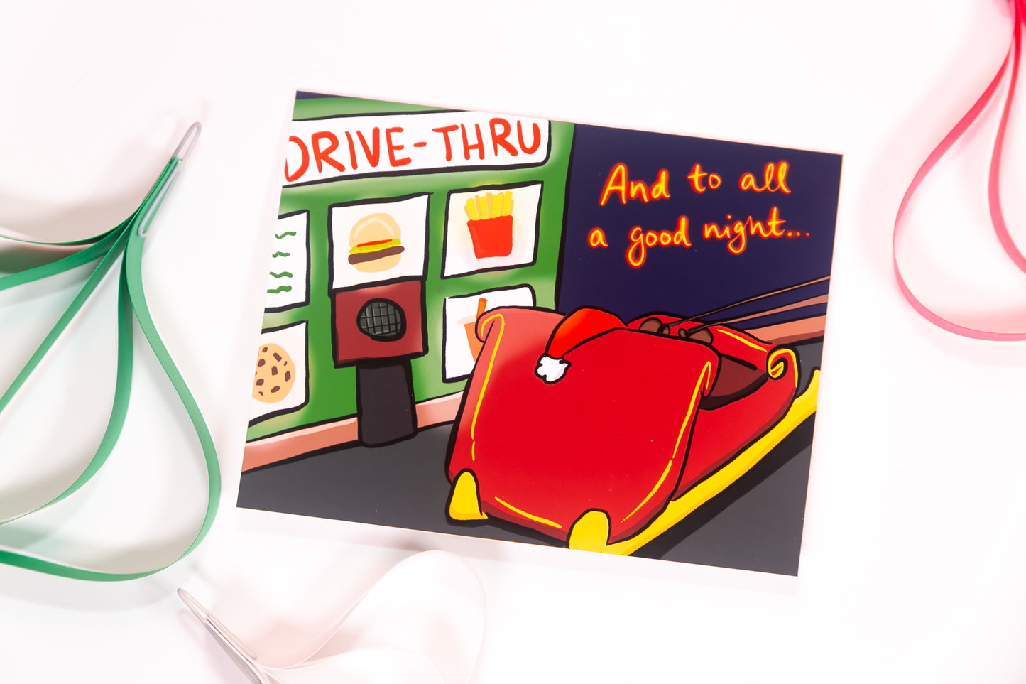 Quirky Drive Thru Santa Christmas Card