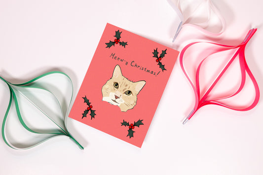Custom Pet Portrait Christmas Card Set