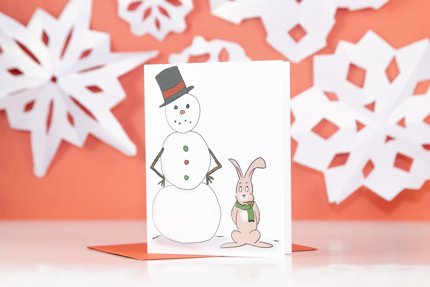 Funny Snowman Bunny Holiday Card