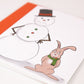 Funny Snowman Bunny Holiday Card