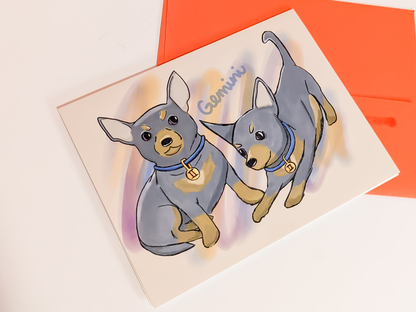 Gemini Dog Greeting Card